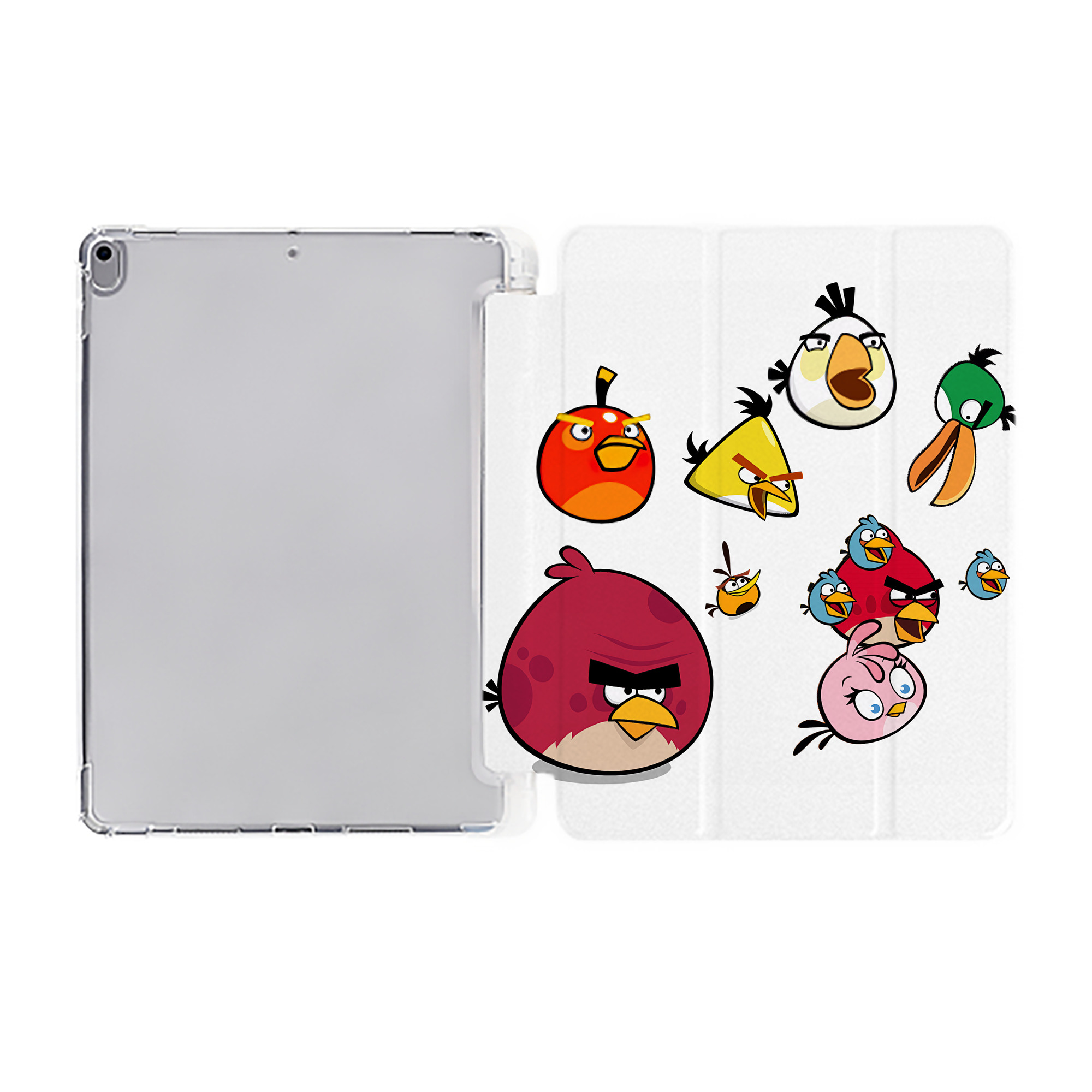 （画像用） Angry Birds アングリーバード IPad ケース ペン収納付き 三つ折りスタンド PUレザー×シリコン 対応機種9.5/10.5/10.9インチ